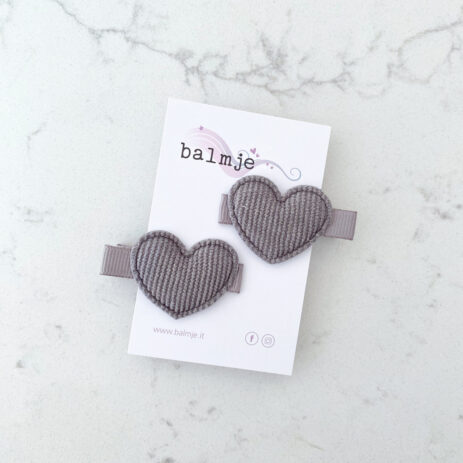 Cuore grigio lamè - mollettina grigio