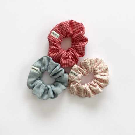 Set Mini Scrunchies fiori rosa vichy rosso azzurro pois balmje